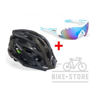 Комплект велошлем Lynx Morzine Matt Black + очки Lynx Detroit W shiny white Комплект велошлем Lynx Morzine Matt Black + очки Lynx Detroit W shiny white